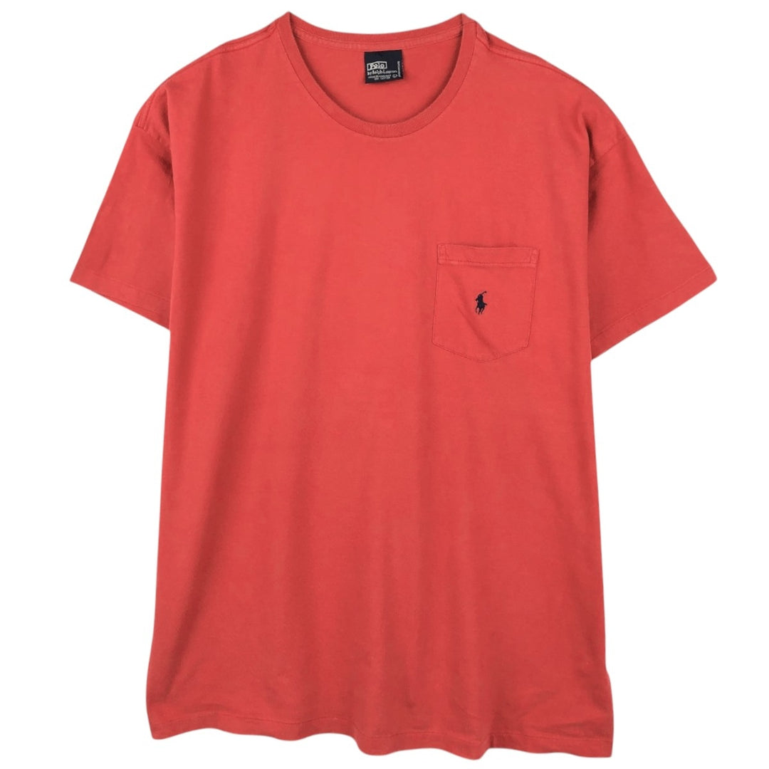 Ralph Lauren POLO by Ralph Lauren Short Sleeve One Point Logo Pocket T-Shirt Men's L cotton red type Vintage Second Hand