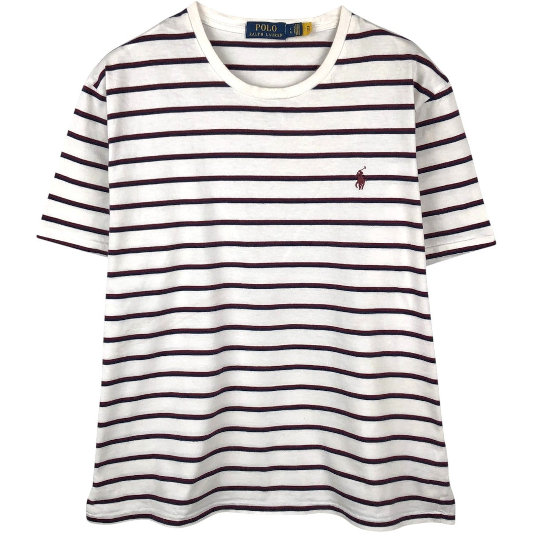 Ralph Lauren POLO RALPH LAUREN Multi-stripe Short-Sleeve Striped T-Shirt, Men's Size L (approx.) cotton white type Vintage Second Hand