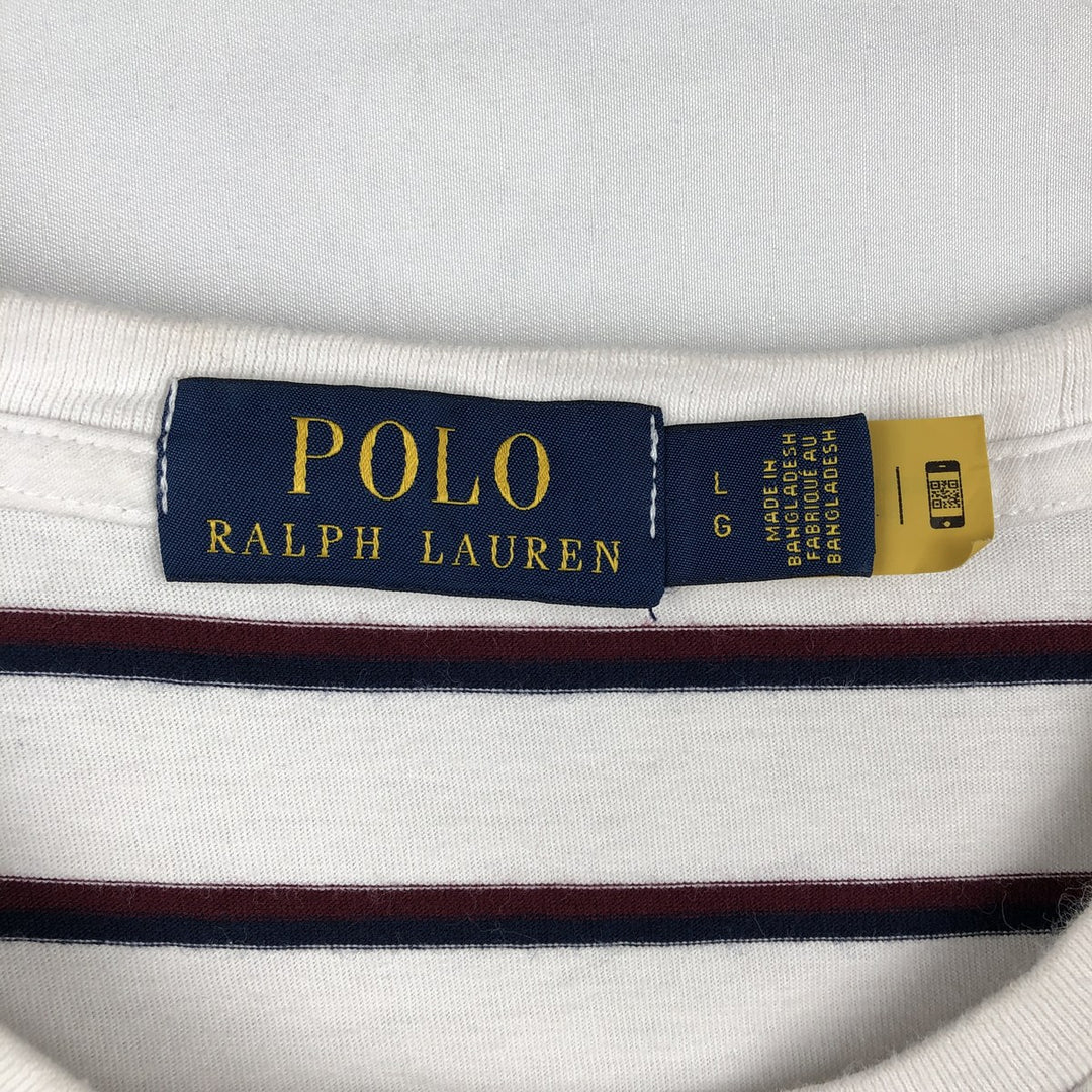 Ralph Lauren POLO RALPH LAUREN Multi-stripe Short-Sleeve Striped T-Shirt, Men's Size L (approx.) cotton white type Vintage Second Hand