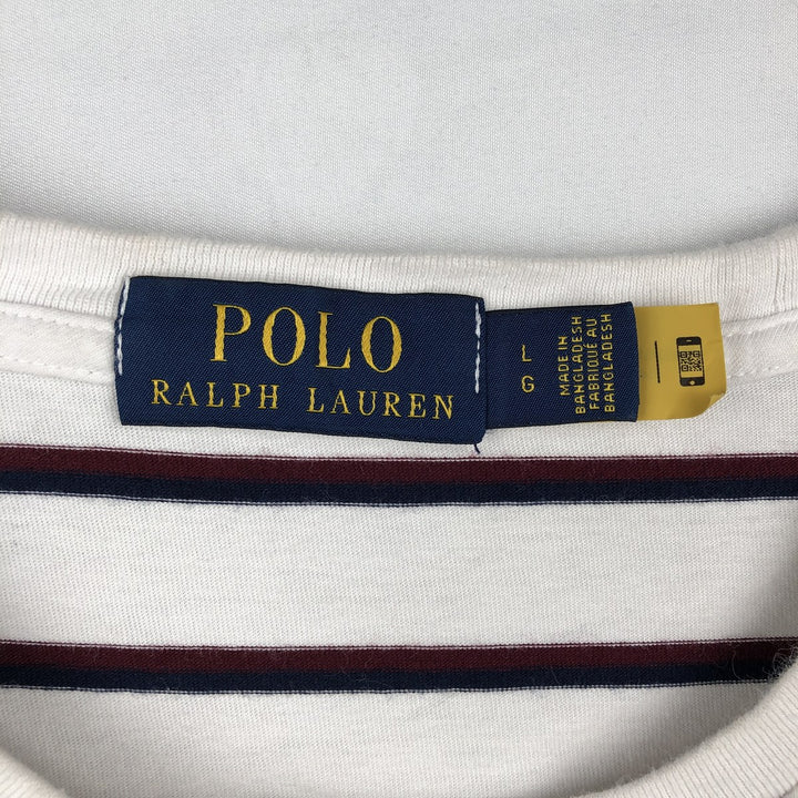 Ralph Lauren POLO RALPH LAUREN Multi-stripe Short-Sleeve Striped T-Shirt, Men's Size L (approx.) cotton white type Vintage Second Hand