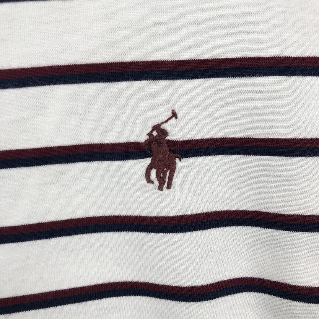 Ralph Lauren POLO RALPH LAUREN Multi-stripe Short-Sleeve Striped T-Shirt, Men's Size L (approx.) cotton white type Vintage Second Hand