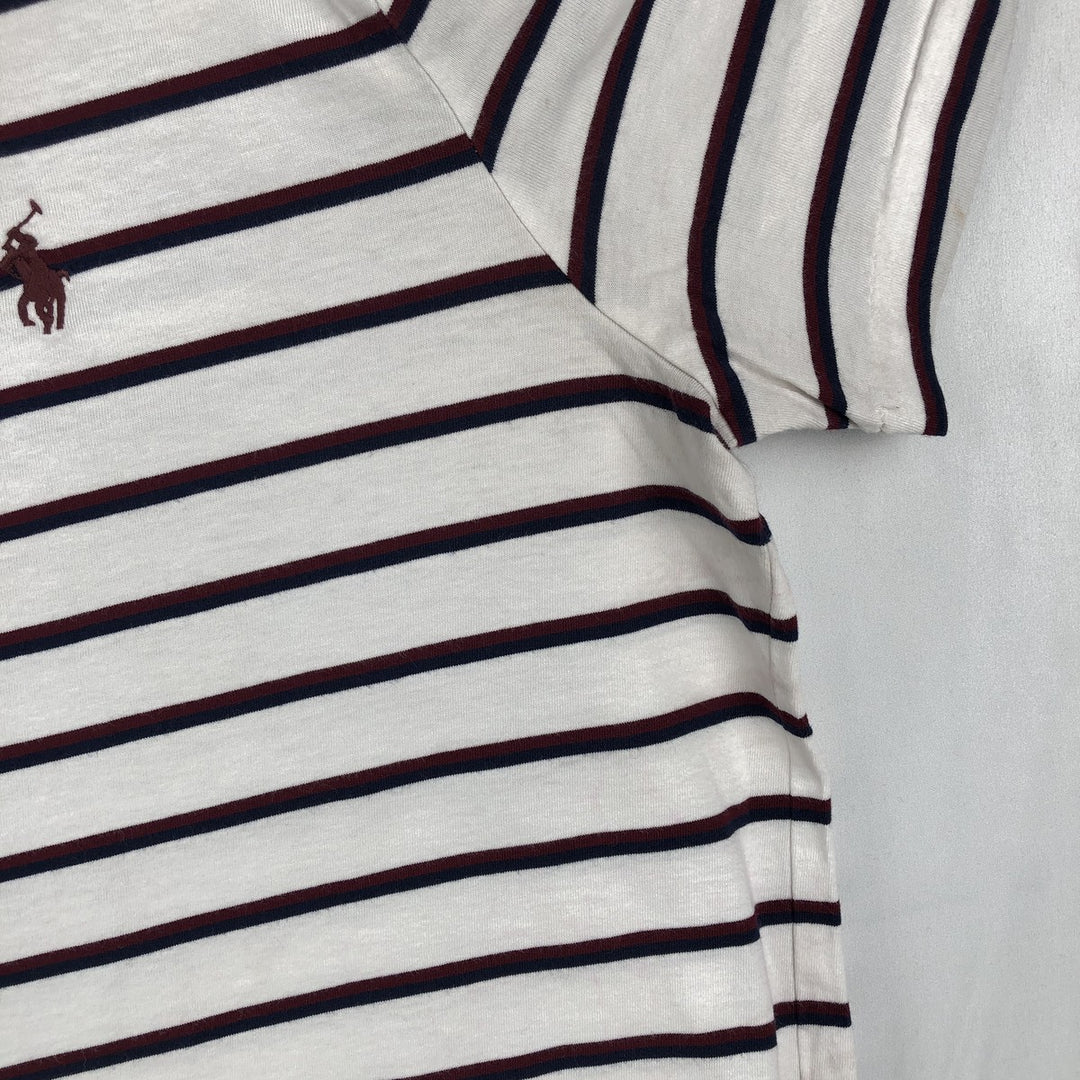 Ralph Lauren POLO RALPH LAUREN Multi-stripe Short-Sleeve Striped T-Shirt, Men's Size L (approx.) cotton white type Vintage Second Hand