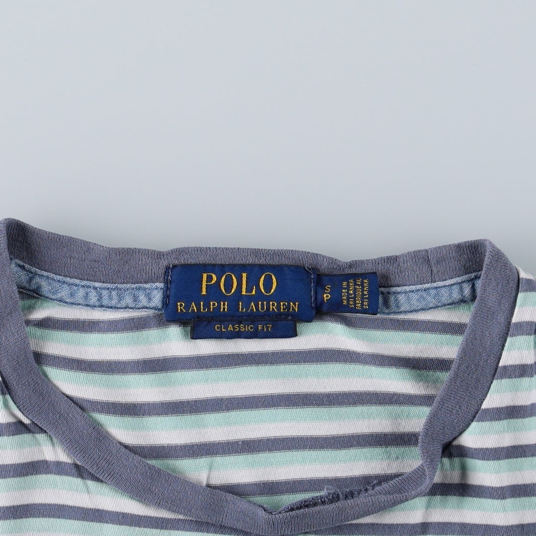 Ralph Lauren POLO RALPH LAUREN CLASSIC FIT Short-Sleeve Striped T-Shirt, Men's Size S (approx.) unclear white type Vintage Second Hand
