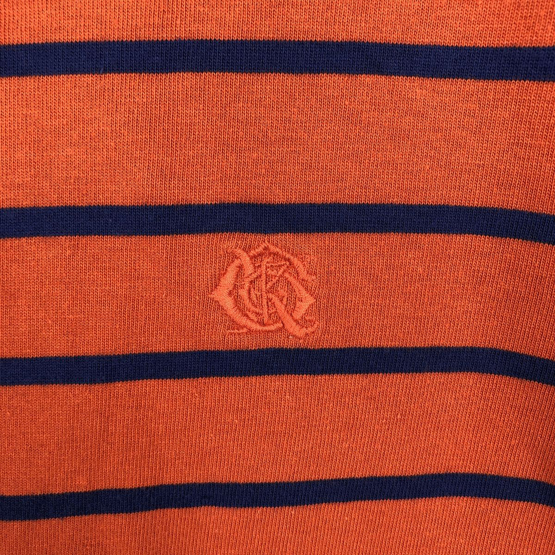 Calvin Klein Sport Border Pattern Short-Sleeve T-Shirt with One-Point Logo (Men's Size S) cotton brown type Vintage Second Hand