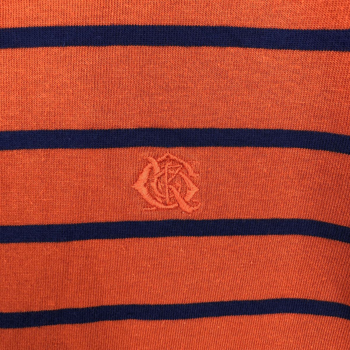 Calvin Klein Sport Border Pattern Short-Sleeve T-Shirt with One-Point Logo (Men's Size S) cotton brown type Vintage Second Hand