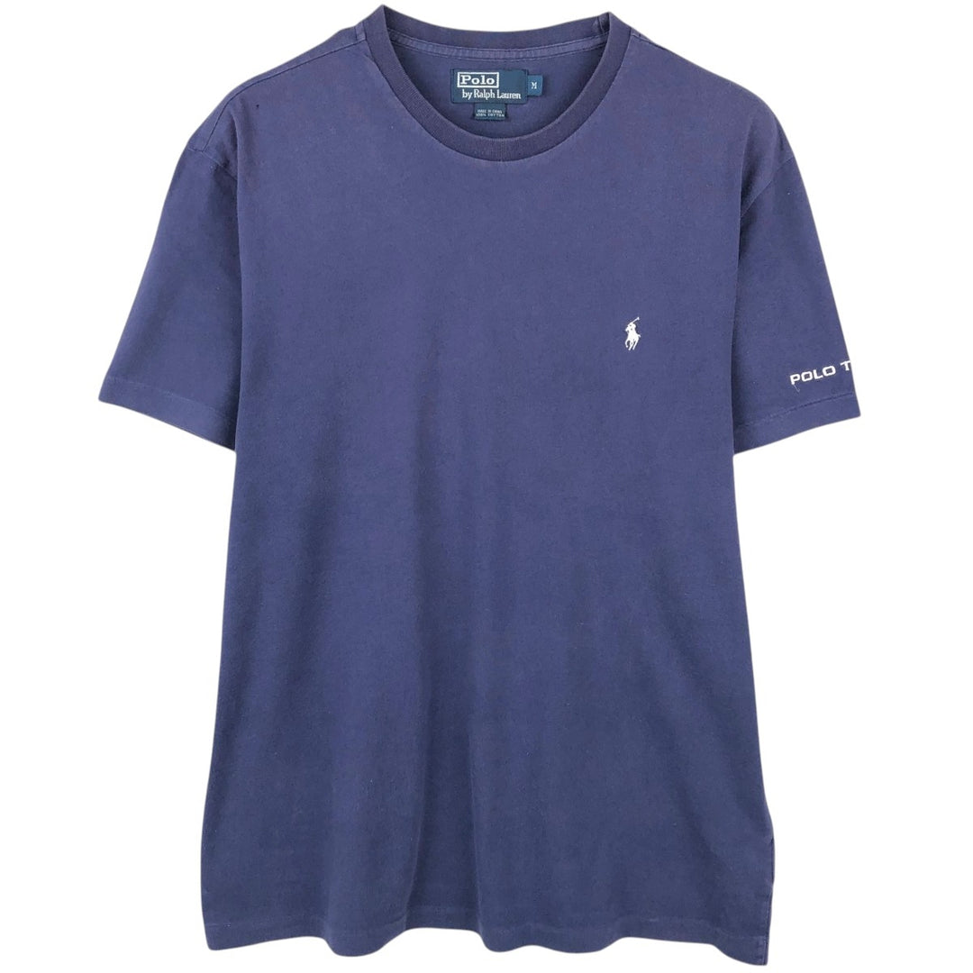 Ralph Lauren POLO by Ralph Lauren short sleeve one point logo T-shirt men's M size cotton Purple type blue-purple Vintage Second Hand