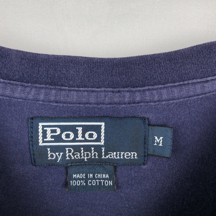 Ralph Lauren POLO by Ralph Lauren short sleeve one point logo T-shirt men's M size cotton Purple type blue-purple Vintage Second Hand