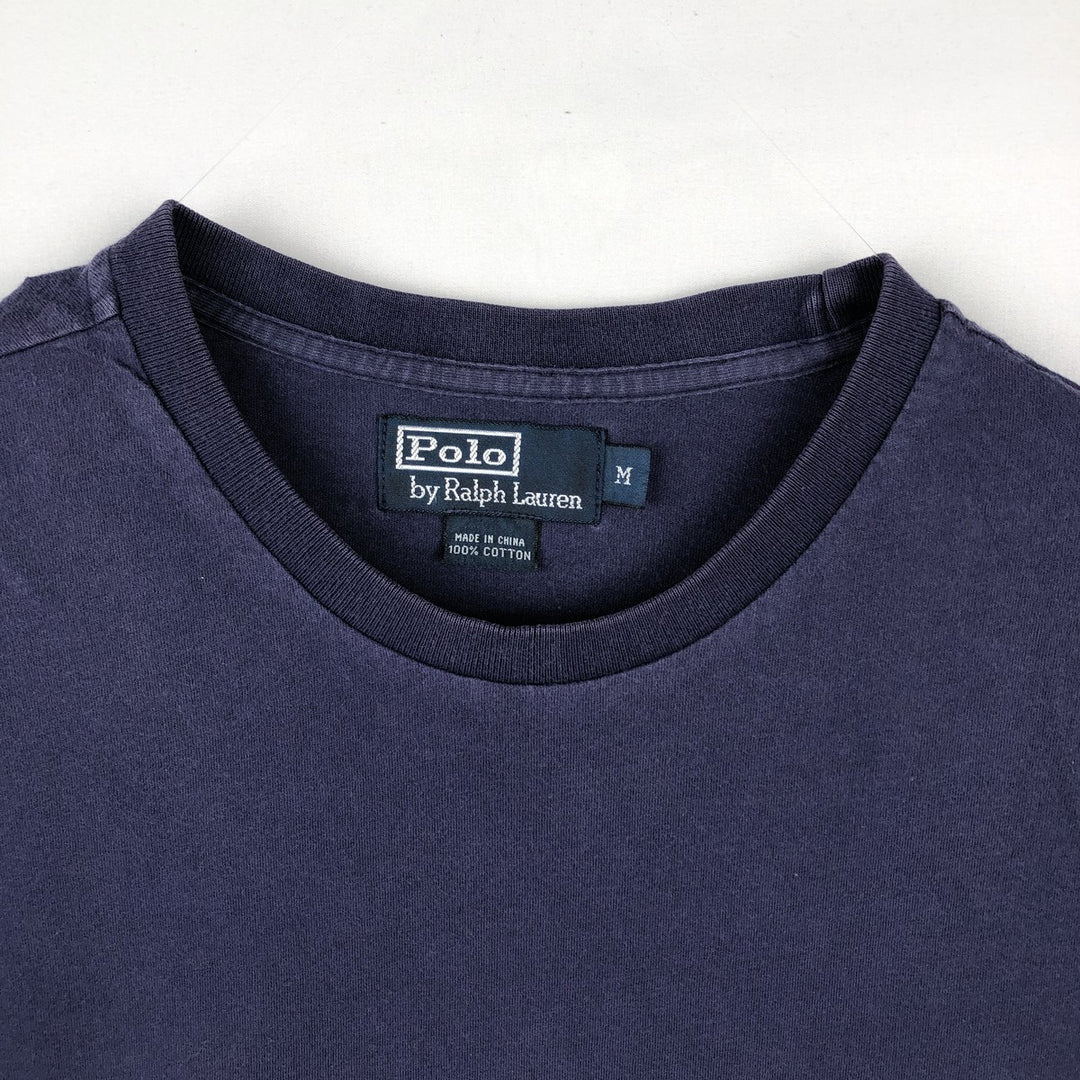 Ralph Lauren POLO by Ralph Lauren short sleeve one point logo T-shirt men's M size cotton Purple type blue-purple Vintage Second Hand