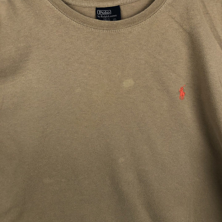 Ralph Lauren POLO by Ralph Lauren short sleeve one point logo T-shirt men's L size cotton Khaki type beige Vintage Second Hand