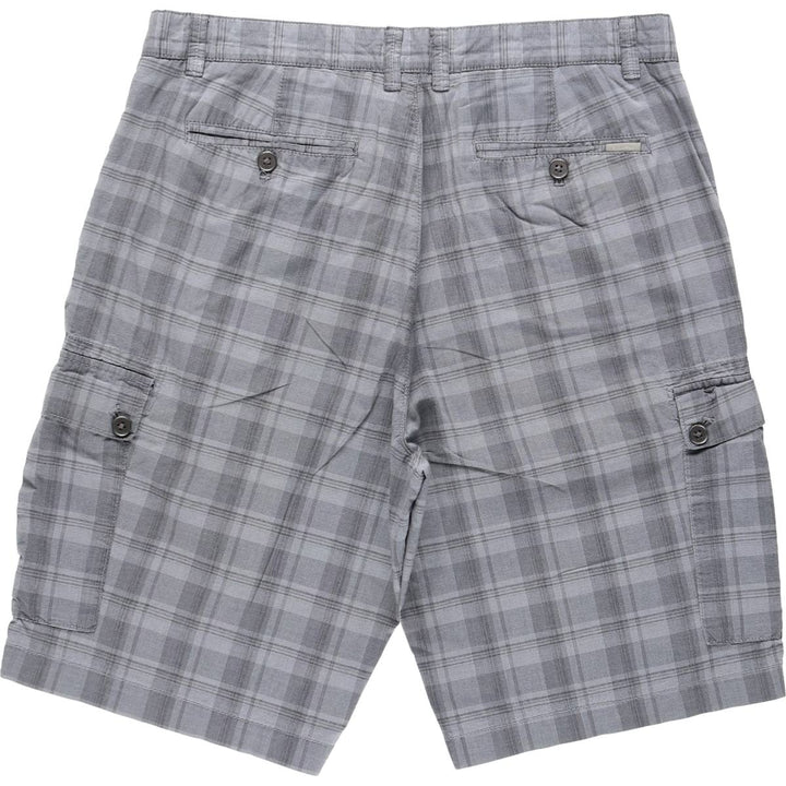90s-00'S Calvin Klein check pattern cargo shorts, men's size W34 (approx.) cotton gray type Vintage Second Hand
