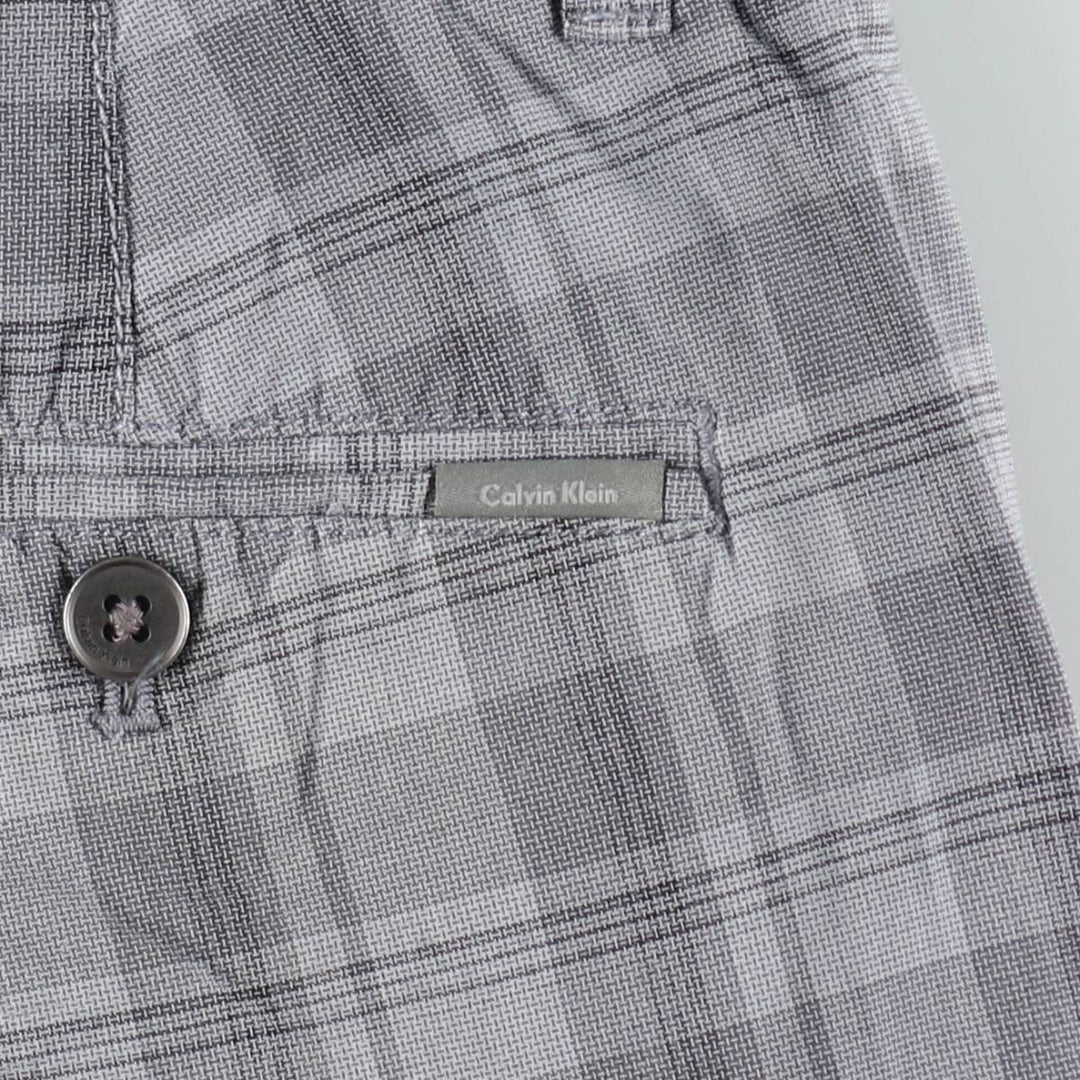 90s-00'S Calvin Klein check pattern cargo shorts, men's size W34 (approx.) cotton gray type Vintage Second Hand