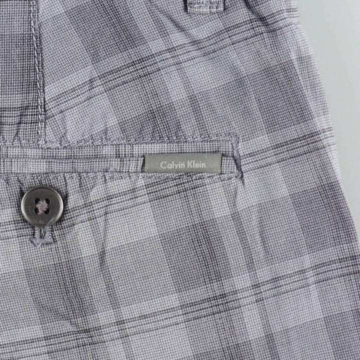 90s-00'S Calvin Klein check pattern cargo shorts, men's size W34 (approx.) cotton gray type Vintage Second Hand