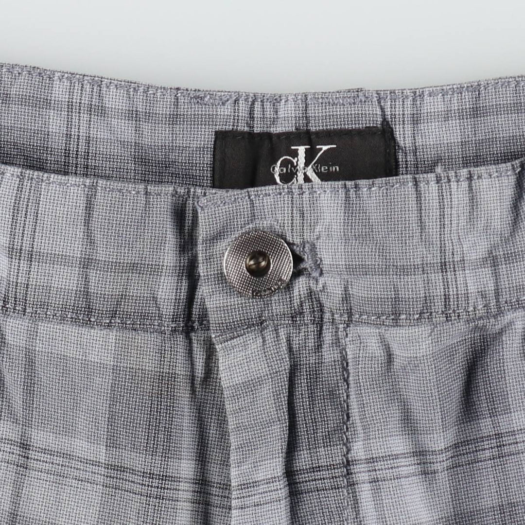 90s-00'S Calvin Klein check pattern cargo shorts, men's size W34 (approx.) cotton gray type Vintage Second Hand