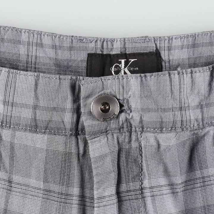 90s-00'S Calvin Klein check pattern cargo shorts, men's size W34 (approx.) cotton gray type Vintage Second Hand