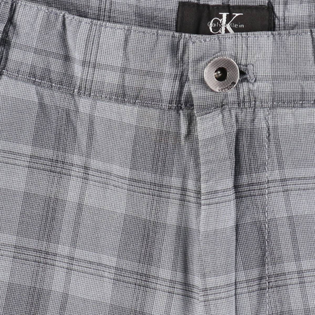90s-00'S Calvin Klein check pattern cargo shorts, men's size W34 (approx.) cotton gray type Vintage Second Hand