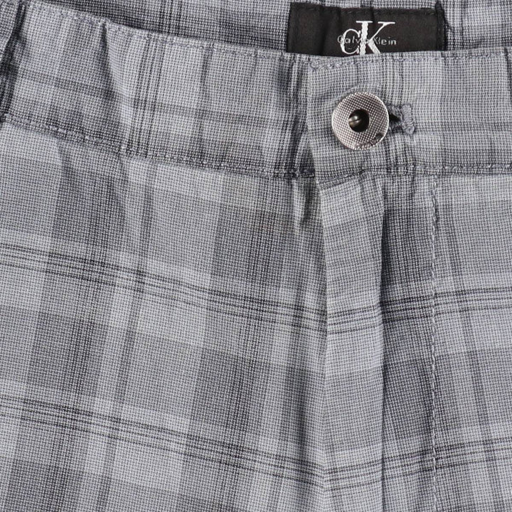 90s-00'S Calvin Klein check pattern cargo shorts, men's size W34 (approx.) cotton gray type Vintage Second Hand