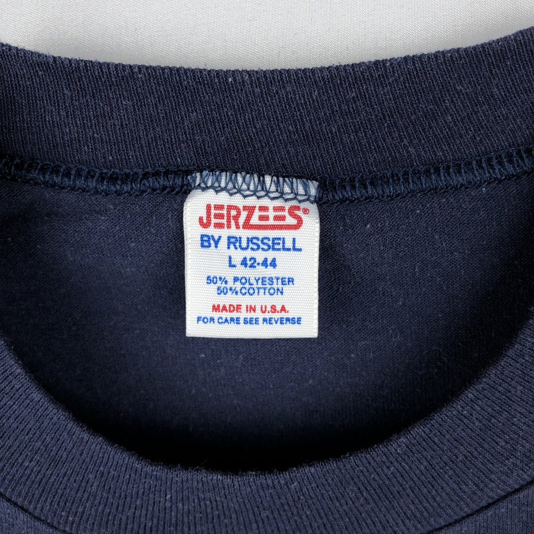 70s-80'S Jerzees by Russell Tony Packo's Cafe Advertising T-Shirt, Made in USA, Men's Size L (approx.), Vintage polyester navy blue type Vintage Second Hand