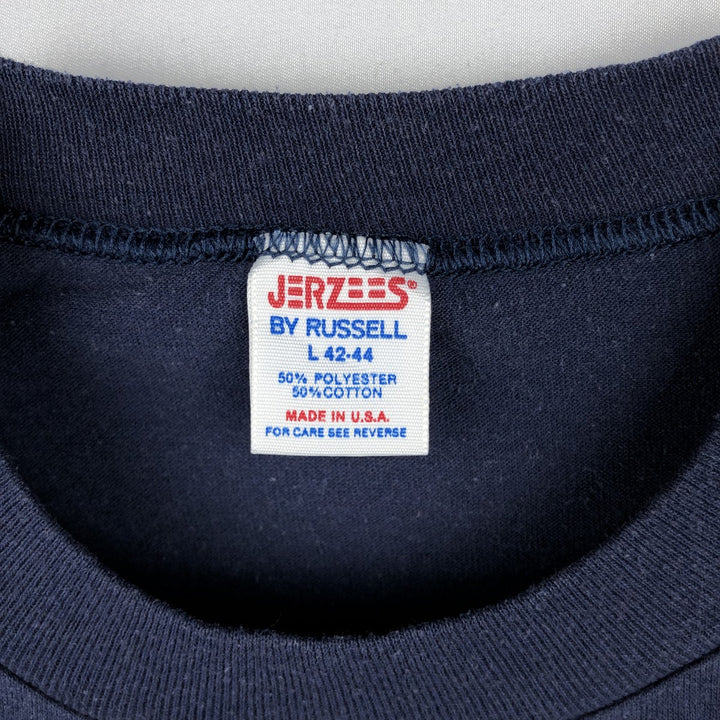 70s-80'S Jerzees by Russell Tony Packo's Cafe Advertising T-Shirt, Made in USA, Men's Size L (approx.), Vintage polyester navy blue type Vintage Second Hand