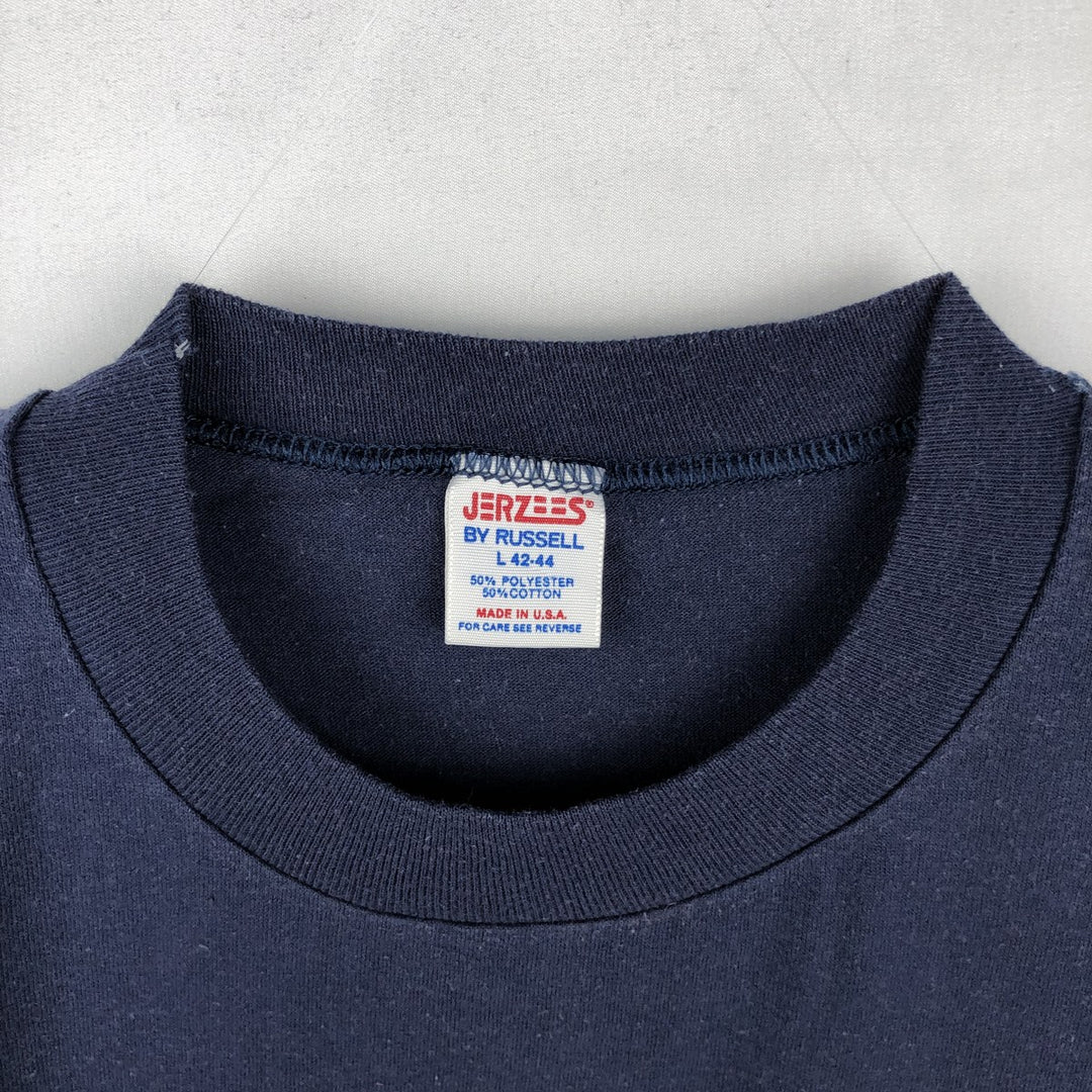 70s-80'S Jerzees by Russell Tony Packo's Cafe Advertising T-Shirt, Made in USA, Men's Size L (approx.), Vintage polyester navy blue type Vintage Second Hand