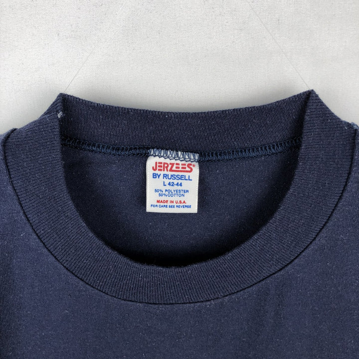 70s-80'S Jerzees by Russell Tony Packo's Cafe Advertising T-Shirt, Made in USA, Men's Size L (approx.), Vintage polyester navy blue type Vintage Second Hand