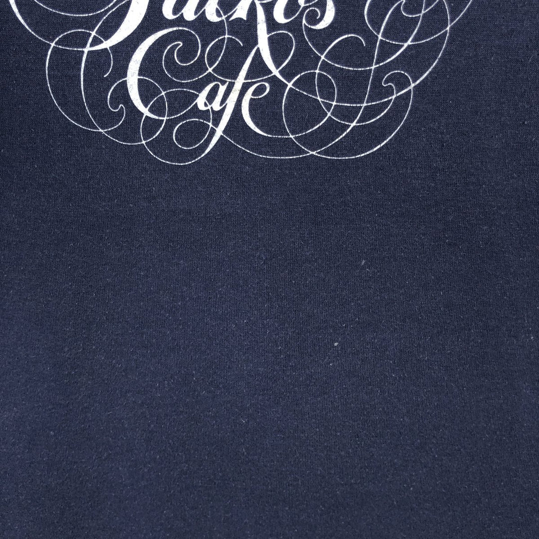 70s-80'S Jerzees by Russell Tony Packo's Cafe Advertising T-Shirt, Made in USA, Men's Size L (approx.), Vintage polyester navy blue type Vintage Second Hand