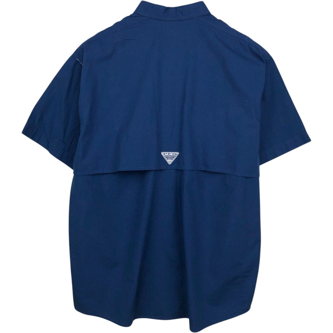 Columbia PFG Short Sleeve Fishing Shirt, Men's M Size cotton Navy blue Vintage Second Hand