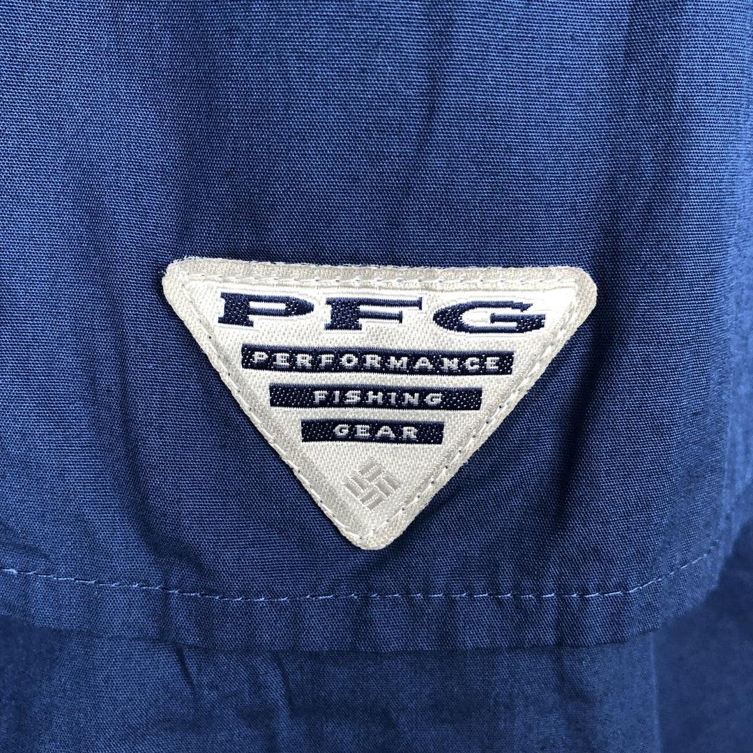 Columbia PFG Short Sleeve Fishing Shirt, Men's M Size cotton Navy blue Vintage Second Hand