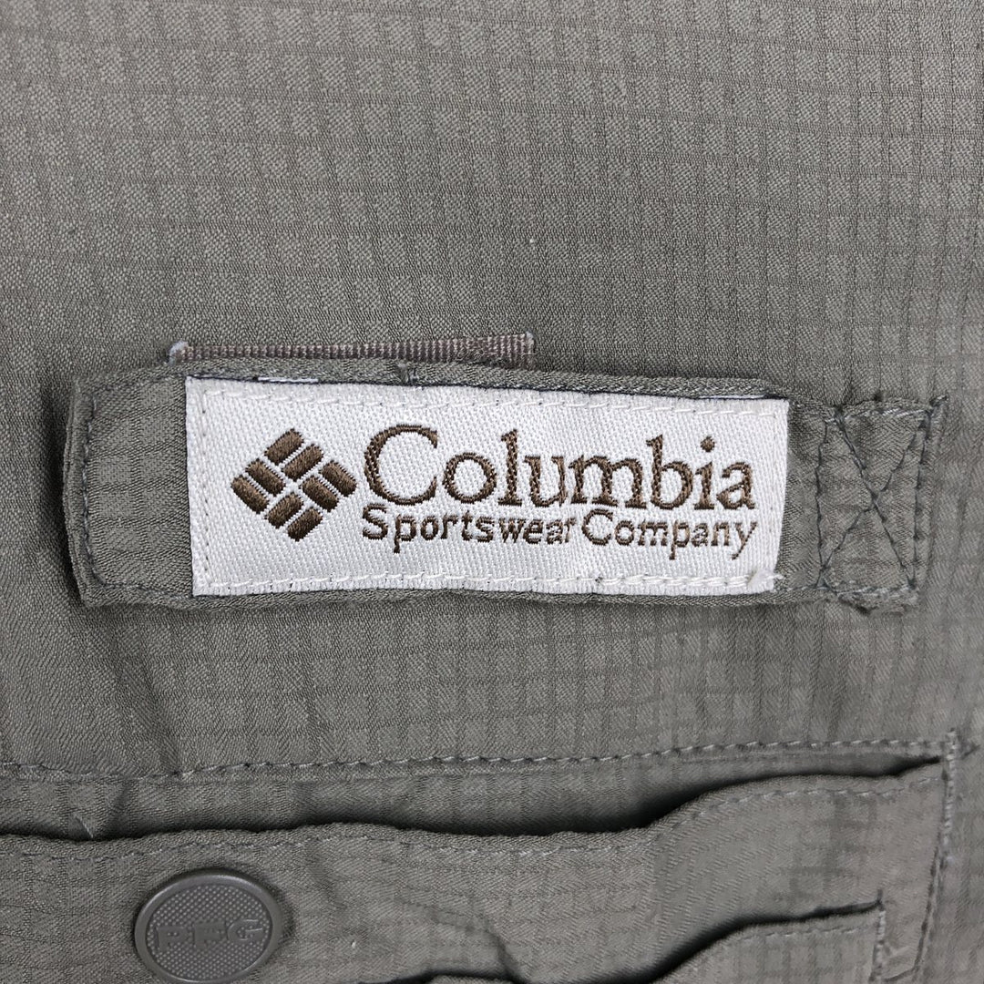 2000'S Columbia PFG UPF30+ Ripstop Short-Sleeve Fishing Shirt with Hidden Button-Down, Men's Size L (approx.) polyester Khaki type Vintage Second Hand
