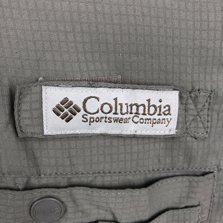 2000'S Columbia PFG UPF30+ Ripstop Short-Sleeve Fishing Shirt with Hidden Button-Down, Men's Size L (approx.) polyester Khaki type Vintage Second Hand