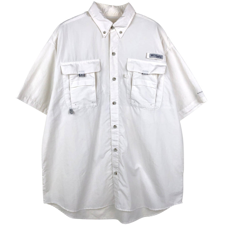 Columbia OMNI-SHADE Short-Sleeve Fishing Shirt, Men's Size L (approx.) unclear white type Vintage Second Hand