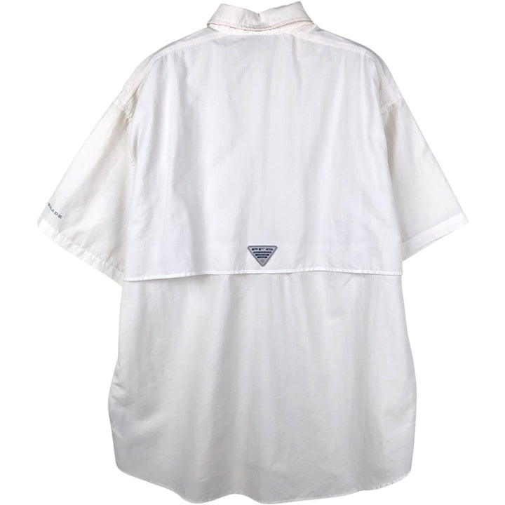 Columbia OMNI-SHADE Short-Sleeve Fishing Shirt, Men's Size L (approx.) unclear white type Vintage Second Hand