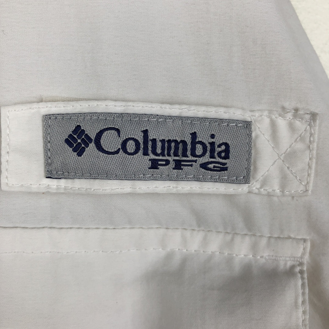 Columbia OMNI-SHADE Short-Sleeve Fishing Shirt, Men's Size L (approx.) unclear white type Vintage Second Hand