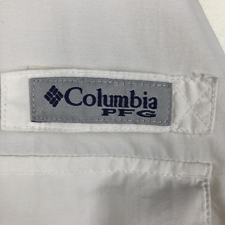 Columbia OMNI-SHADE Short-Sleeve Fishing Shirt, Men's Size L (approx.) unclear white type Vintage Second Hand