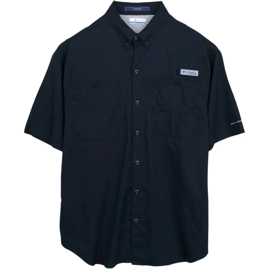 Columbia PFG Tamiaami OMNI-SHADE Ripstop Button-Down Short-Sleeve Fishing Shirt (Men's Size M) polyester black type Vintage Second Hand