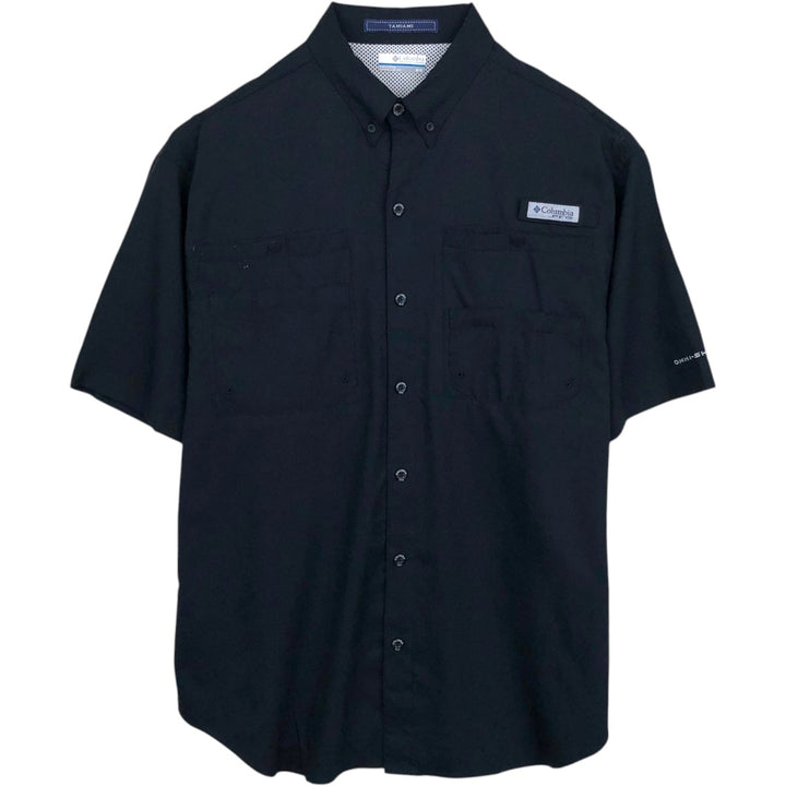 Columbia PFG Tamiaami OMNI-SHADE Ripstop Button-Down Short-Sleeve Fishing Shirt (Men's Size M) polyester black type Vintage Second Hand