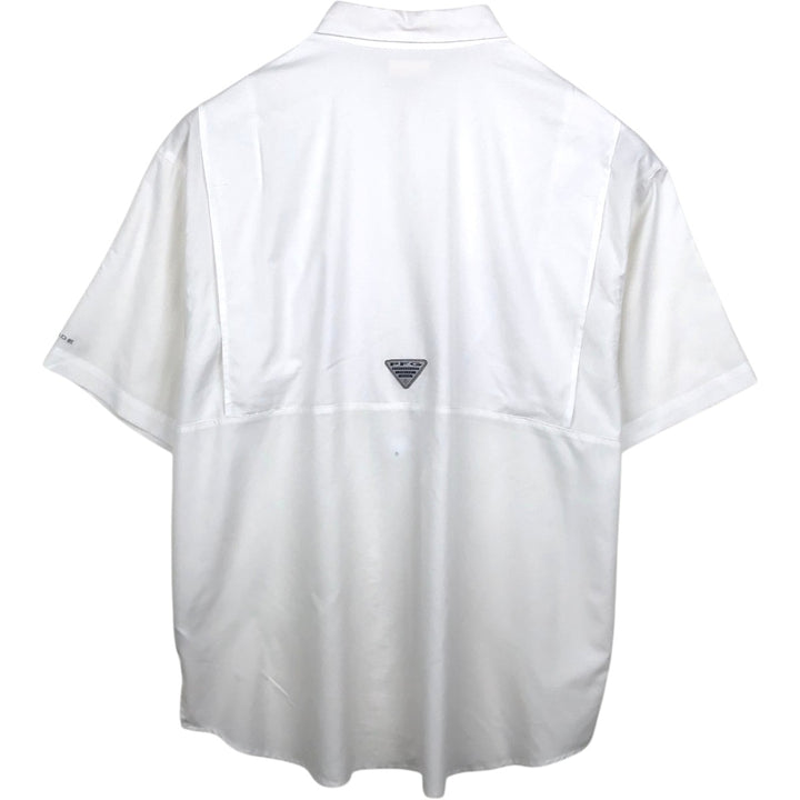 Columbia PFG OMNI-SHADE Ripstop Button-down Short Sleeve Fishing Shirt, Men's XL polyester white type Vintage Second Hand