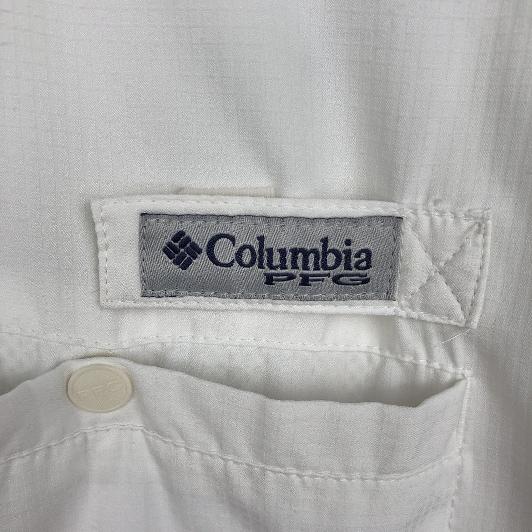 Columbia PFG OMNI-SHADE Ripstop Button-down Short Sleeve Fishing Shirt, Men's XL polyester white type Vintage Second Hand