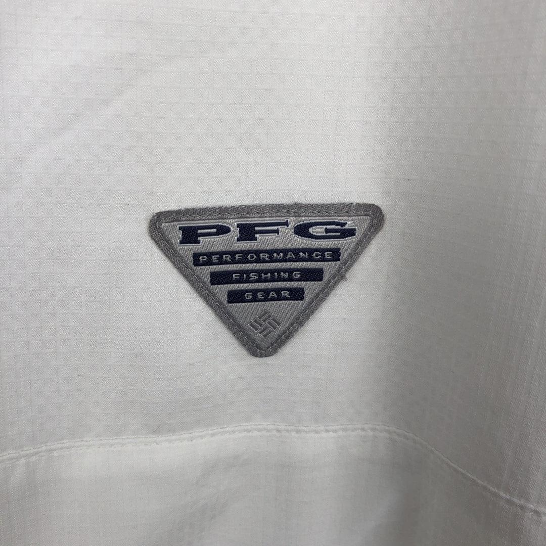 Columbia PFG OMNI-SHADE Ripstop Button-down Short Sleeve Fishing Shirt, Men's XL polyester white type Vintage Second Hand