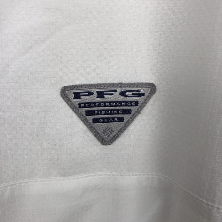 Columbia PFG OMNI-SHADE Ripstop Button-down Short Sleeve Fishing Shirt, Men's XL polyester white type Vintage Second Hand