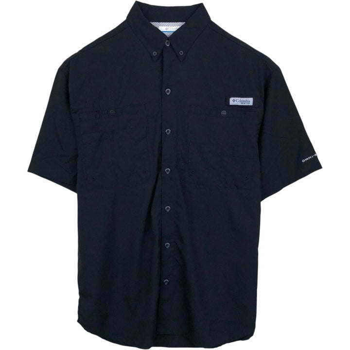 Columbia PFG OMNI-SHADE Ripstop Button-Down Short-Sleeve Fishing Shirt (Men's Size S) unclear black type Vintage Second Hand