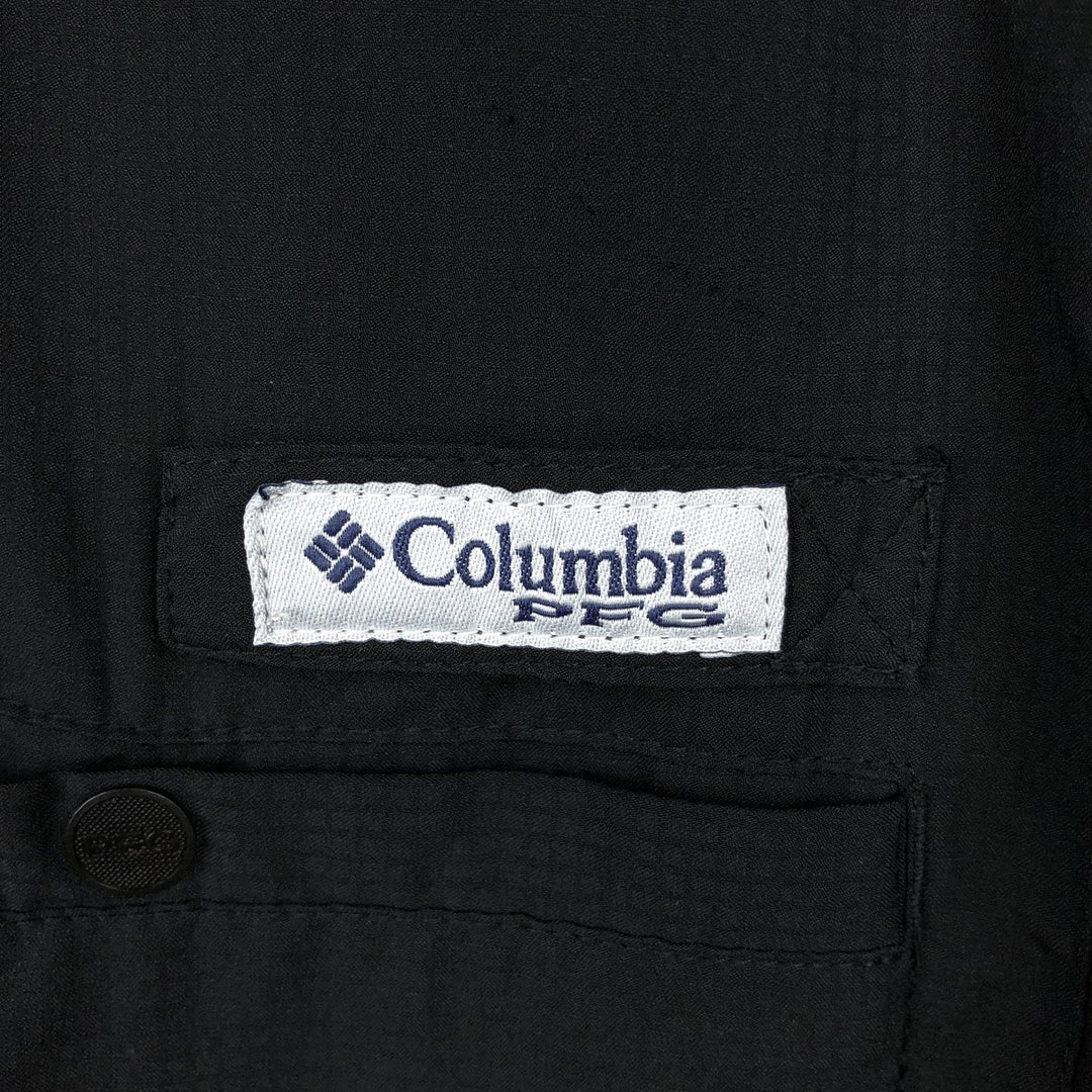 Columbia PFG OMNI-SHADE Ripstop Button-Down Short-Sleeve Fishing Shirt (Men's Size S) unclear black type Vintage Second Hand