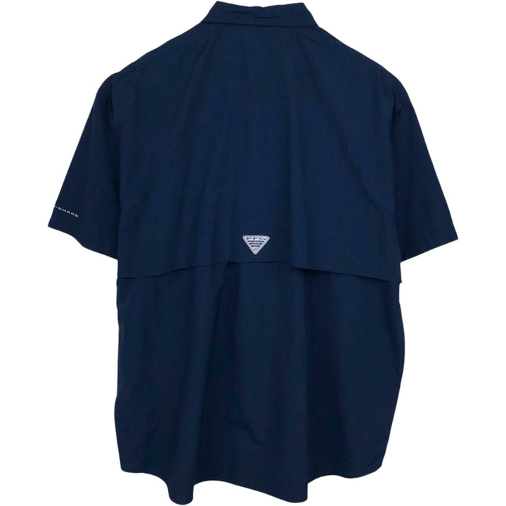 Columbia PFG BAHAMA OMNI-SHADE Button-Down Short-Sleeve Fishing Shirt (Men's XL equivalent) Nylon navy blue type Vintage Second Hand