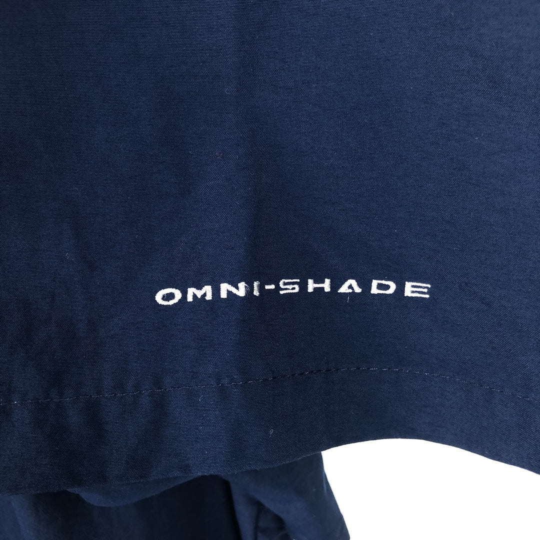 Columbia PFG BAHAMA OMNI-SHADE Button-Down Short-Sleeve Fishing Shirt (Men's XL equivalent) Nylon navy blue type Vintage Second Hand