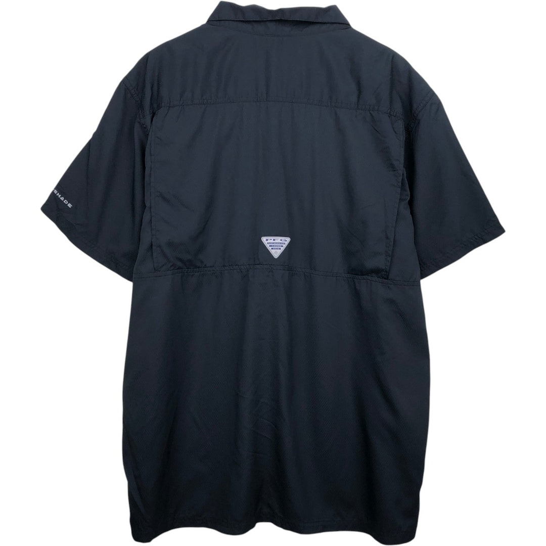 Columbia PFG Omni-Shade Open Collar Ripstop Short Sleeve Fishing Shirt, Box Shirt, Men's XL equivalent. polyester black type Vintage Second Hand
