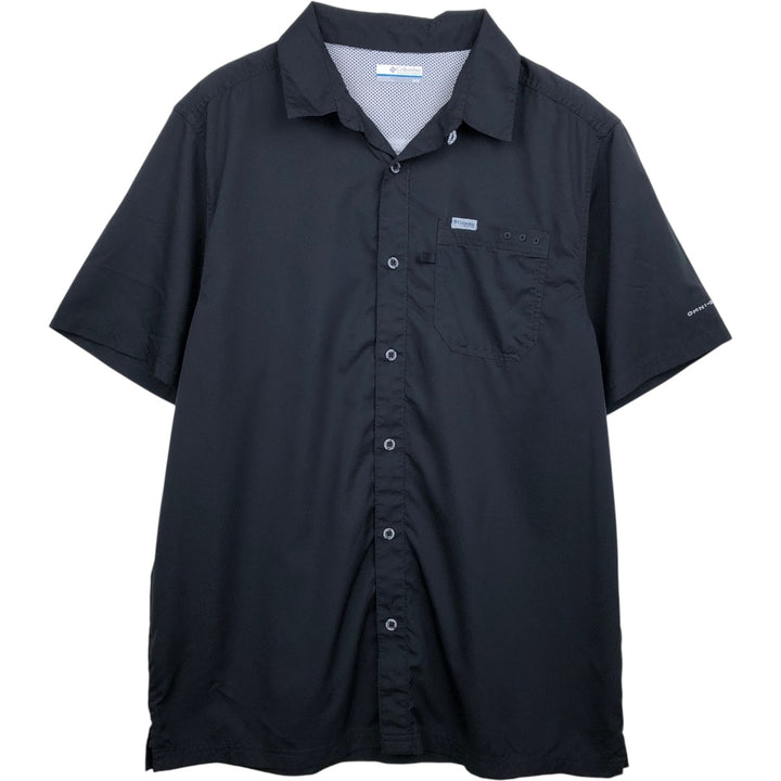 Columbia PFG OMNI-SHADE Ripstop Open Collar Short Sleeve Fishing Shirt (Men's Size M) polyester black type Vintage Second Hand