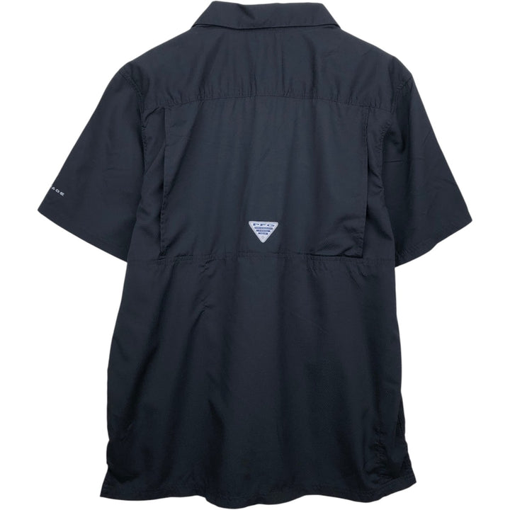 Columbia PFG OMNI-SHADE Ripstop Open Collar Short Sleeve Fishing Shirt (Men's Size M) polyester black type Vintage Second Hand