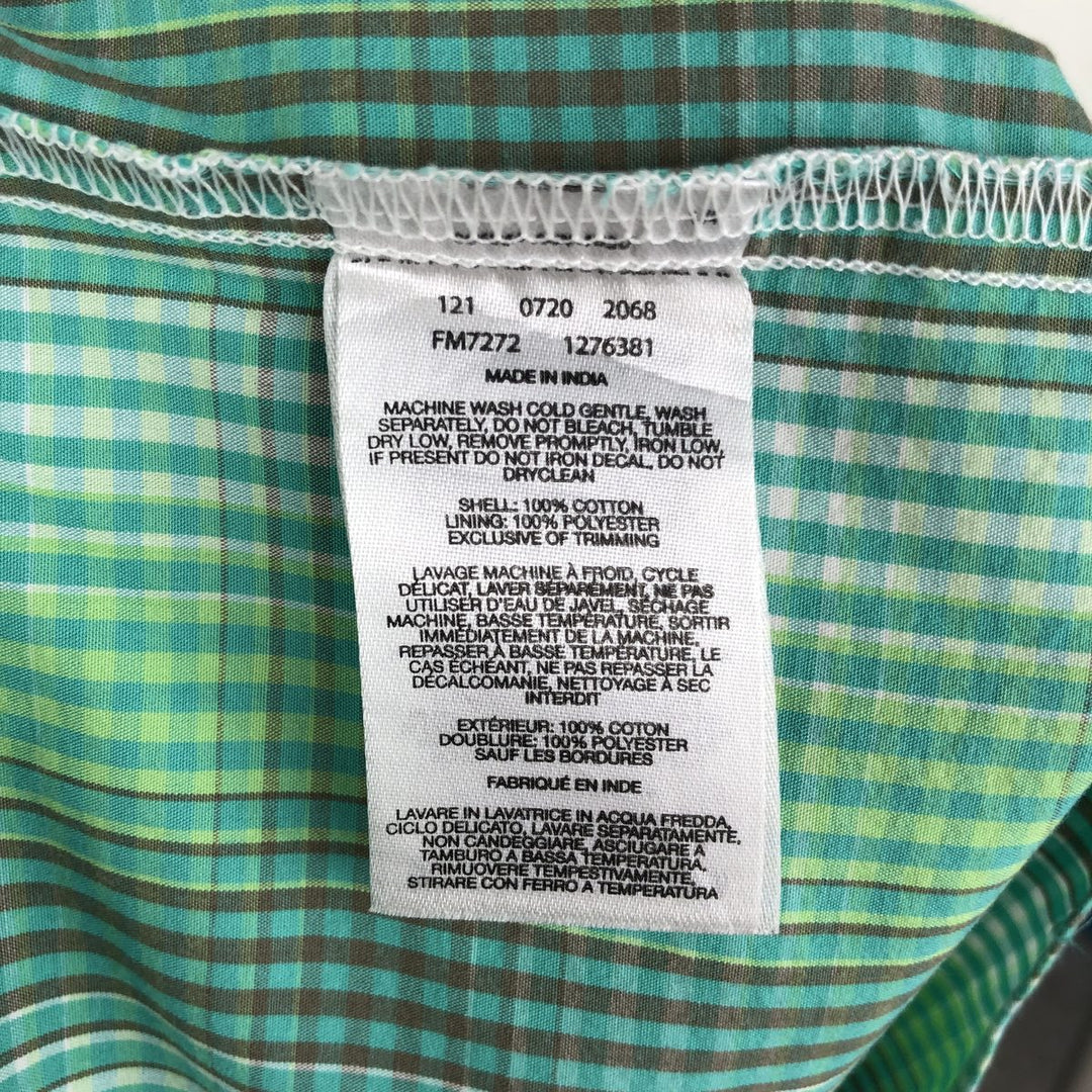 Columbia PFG SUPER BONEHEAD Check Pattern Ombre Check Button-Down Short-Sleeve Fishing Shirt (Men's XL equivalent) cotton Emerald green Vintage Second Hand