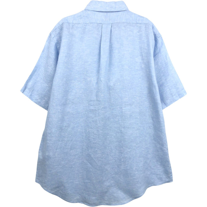 Brooks Brothers Est.1818 short sleeve linen button down shirt, men's size XL linen Blue type light blue Vintage Second Hand