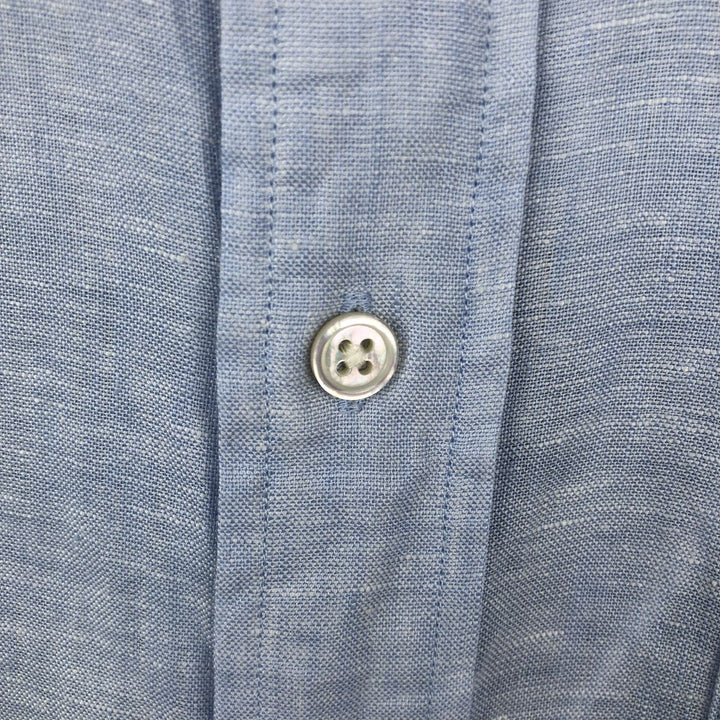 Brooks Brothers Est.1818 short sleeve linen button down shirt, men's size XL linen Blue type light blue Vintage Second Hand
