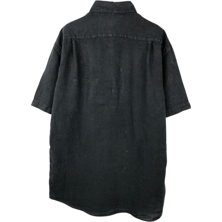 GANT REGULAR FIT Short-Sleeve Linen Shirt (Men's Size L) linen black type Vintage Second Hand